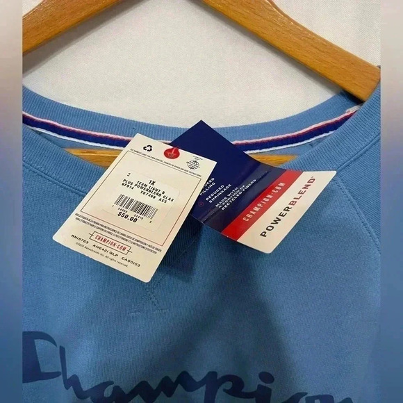 Champion Team Light Blue Powerblend Women's Plus Size Crew Neck Sweater size 1X - Picture 3 of 8